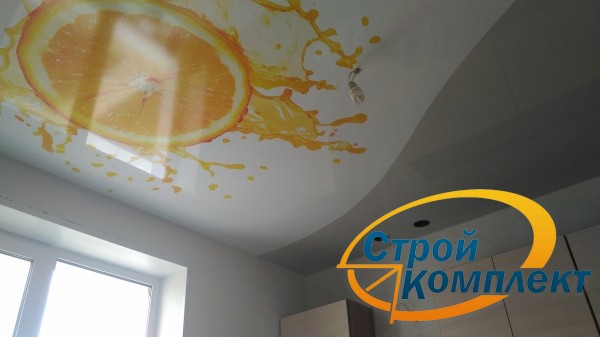 Фотографии потолков комбинированные разными полотнами