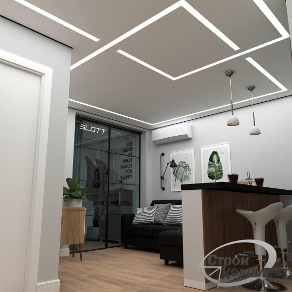 Натяжные потолки в квартиру-студию